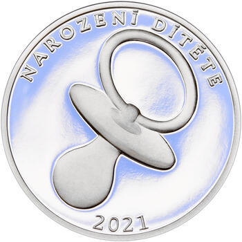 Stříbrný medailon k narození dítěte 2021 - 28 mm, Stříbrný medailon k narození dítěte 2021 - 1