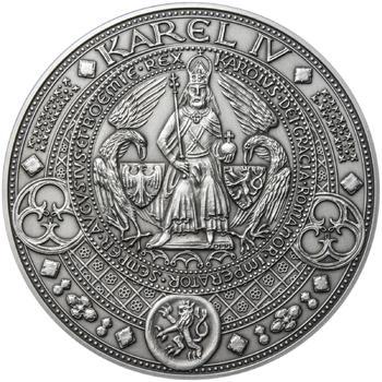 Nejkrásnější medailon II. Královská pečeť - 1 kg Ag patina - 1