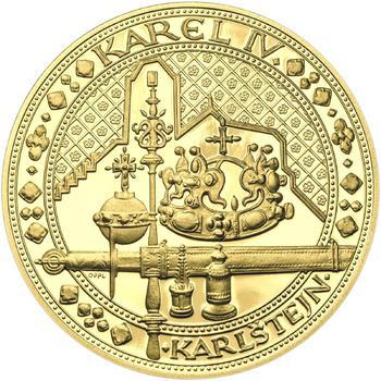 Nejkrásnější medailon IV. - Karlštejn 2 Oz zlato Proof - 1