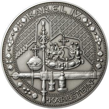 Nejkrásnější medailon IV. Karlštejn - 1 kg Ag patina - 1