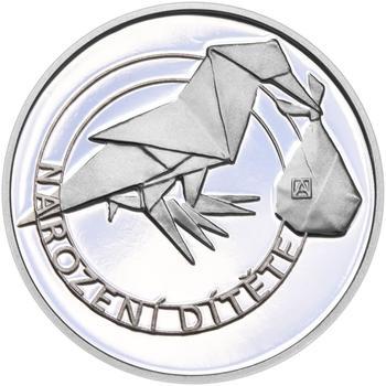 Stříbrný medailon k narození dítěte - origami 2019 - 28 mm, Stříbrný medailon k narození dítěte - origami 2019 - 28 mm - 2