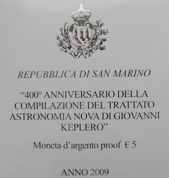 San Marino 400th Ann.of J Kepler's Astr. Nova Treaty Ag Proof - 4